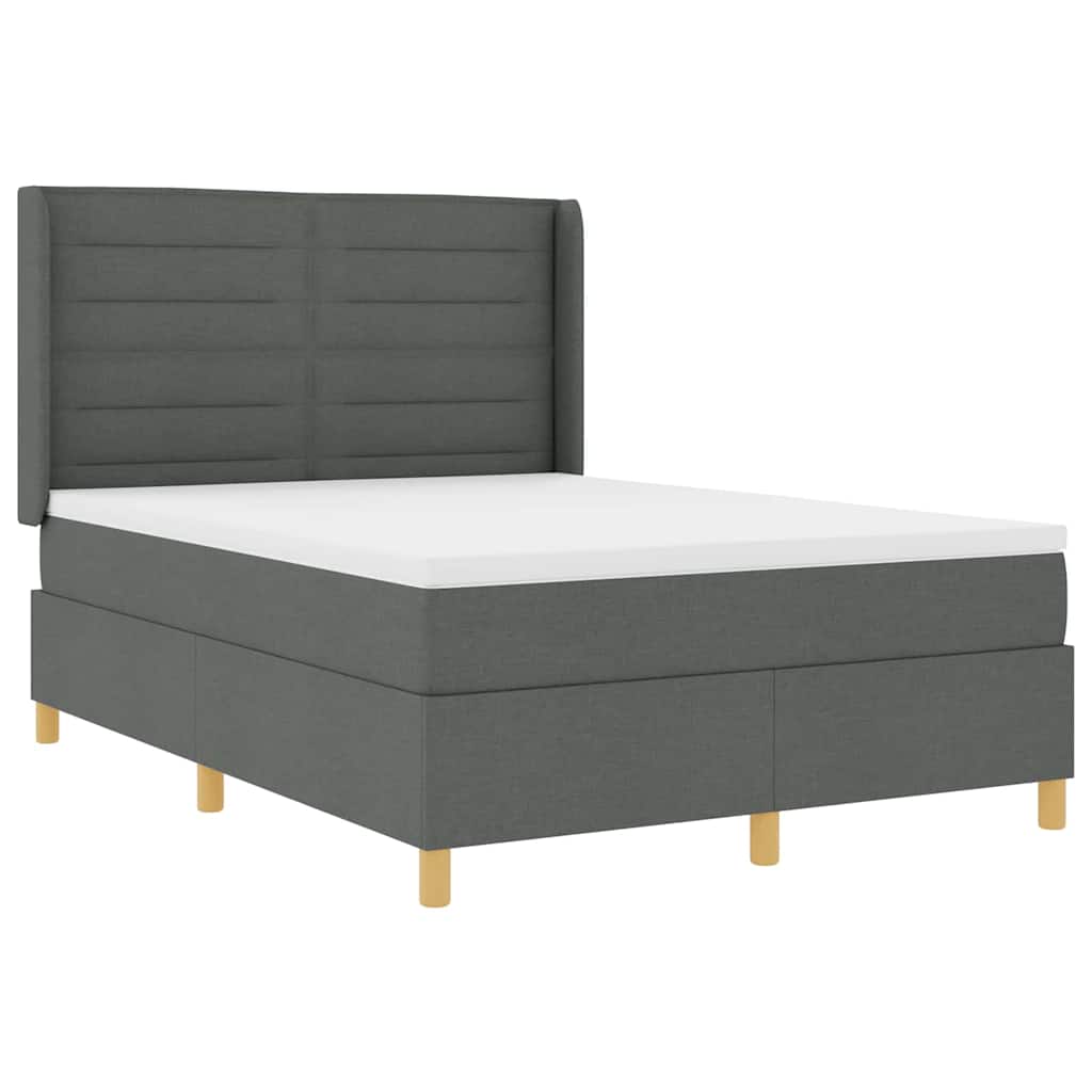 Krevet s opruga kutije Tamno siva 140 x 190 cm tkanina