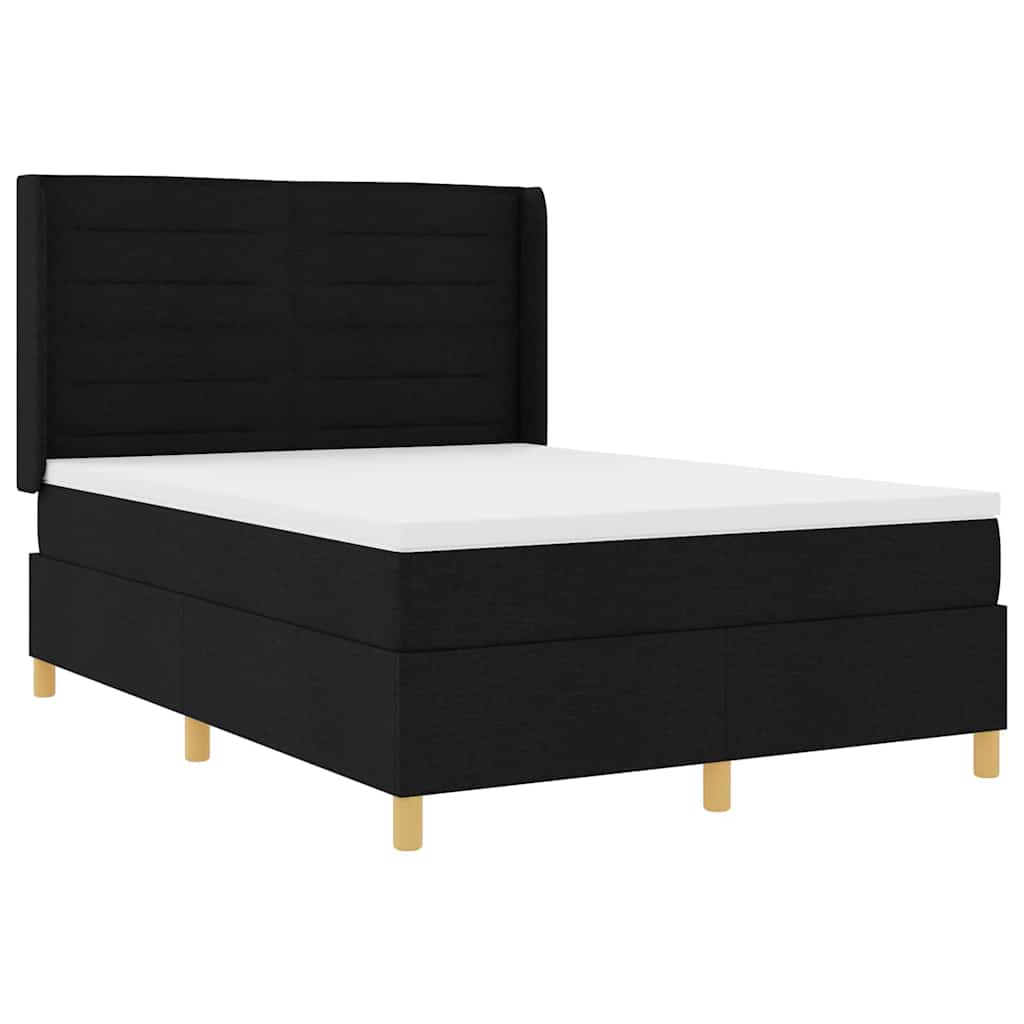Krevet s opruga kutije s madracem Crna 140 x 190 cm tkanina