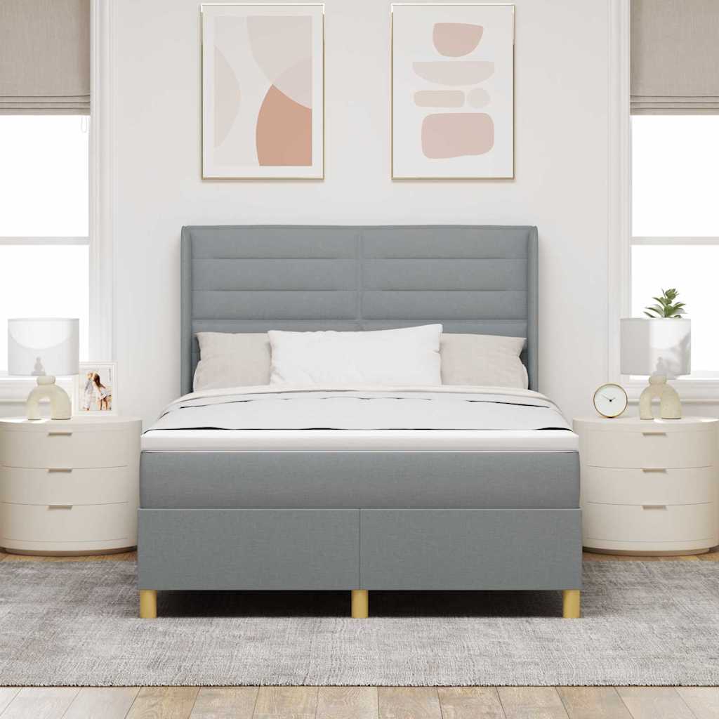Krevet s opruga kutije Svijetlo siva 140 x 200 cm tkanina