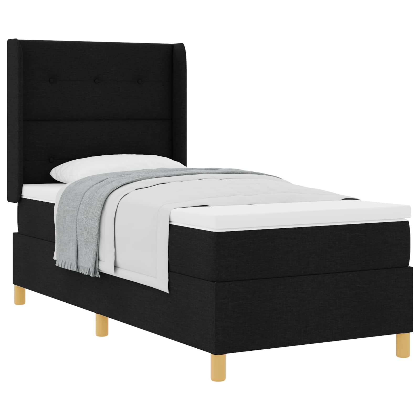 Krevet s opruga kutije s madracem Crna 80 x 200 cm tkanina