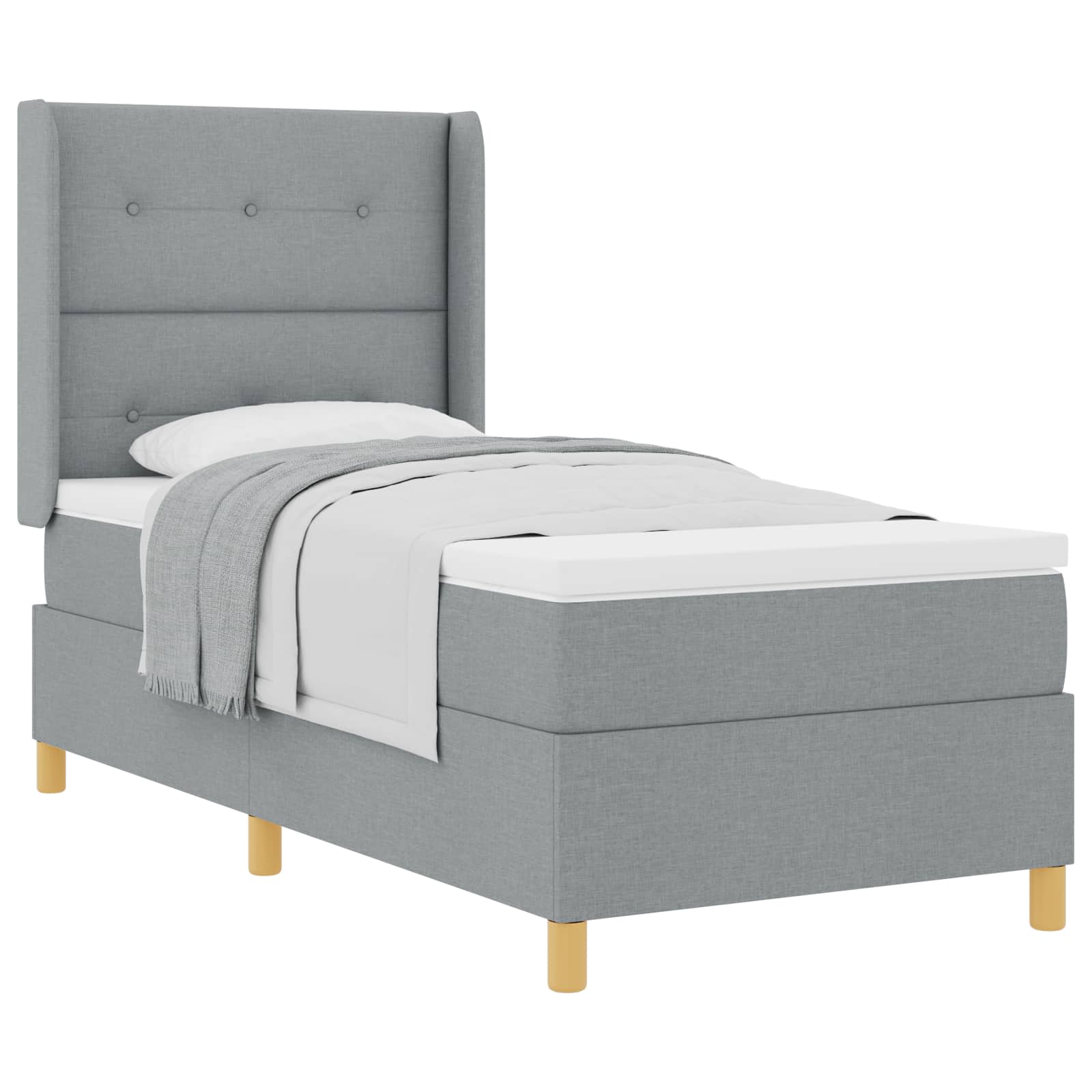 Krevet s opruga kutije Svijetlo siva 90 x 190 cm tkanina