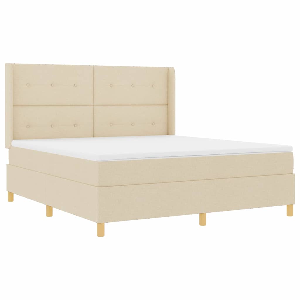 Krevet s opruga kutije s madracem Krema 180 x 200 cm tkanina