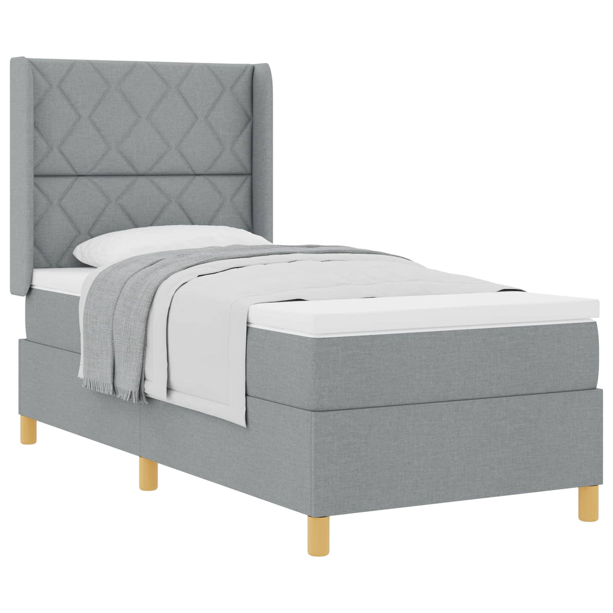 Krevet s opruga kutije Svijetlo siva 90 x 190 cm tkanina