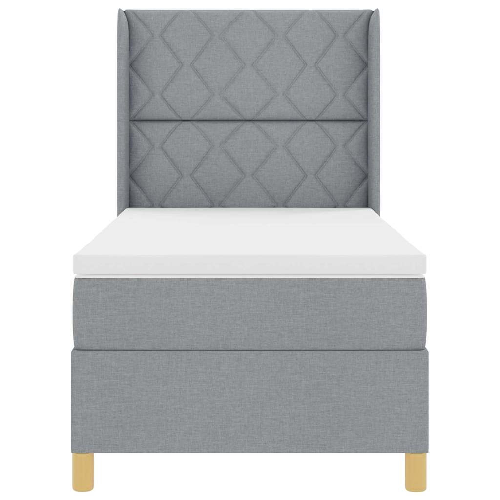 Krevet s opruga kutije Svijetlo siva 90 x 190 cm tkanina