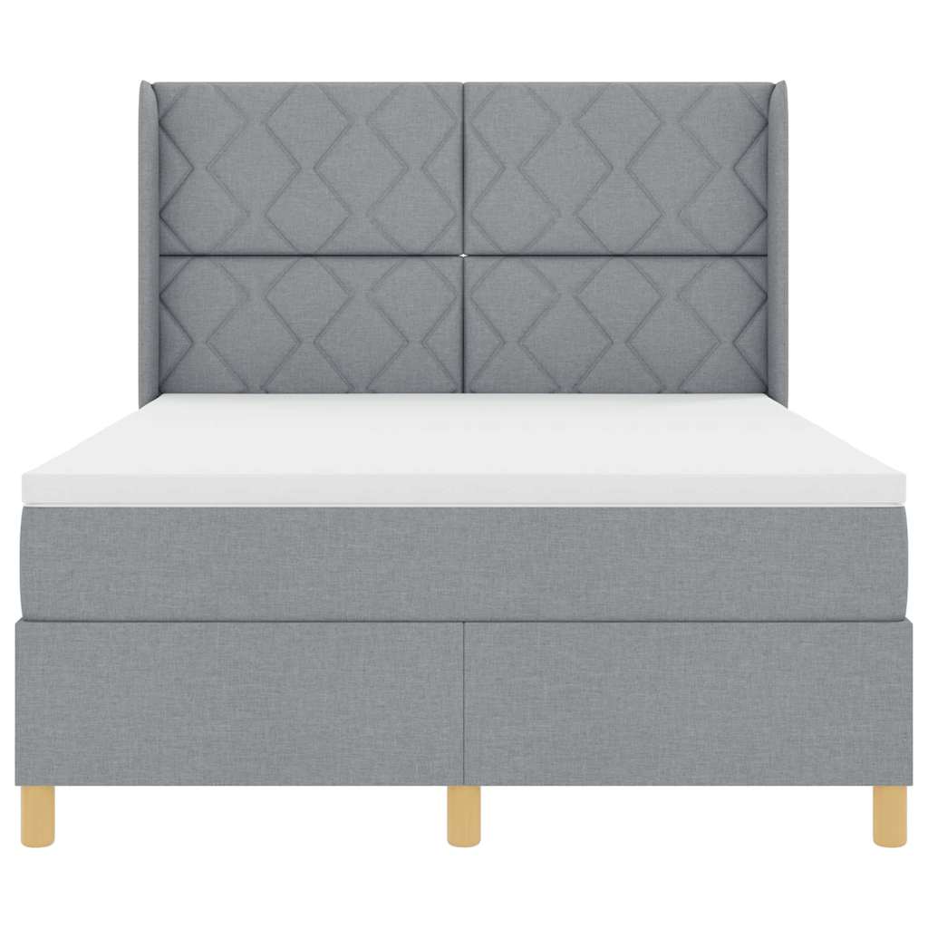 Krevet s opruga kutije Svijetlo siva 140 x 190 cm tkanina