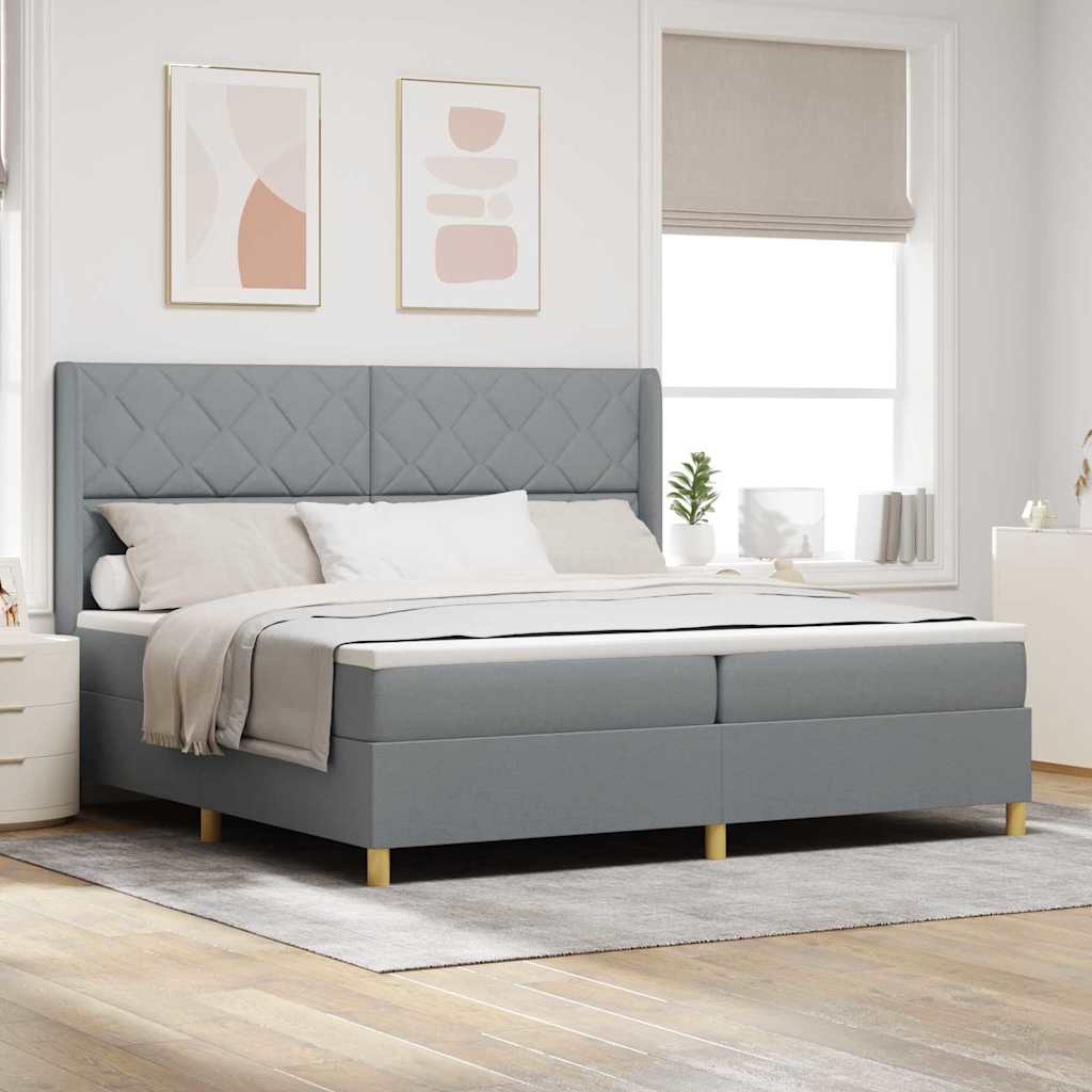 Krevet s opruga kutije Svijetlo siva 200 x 200 cm tkanina