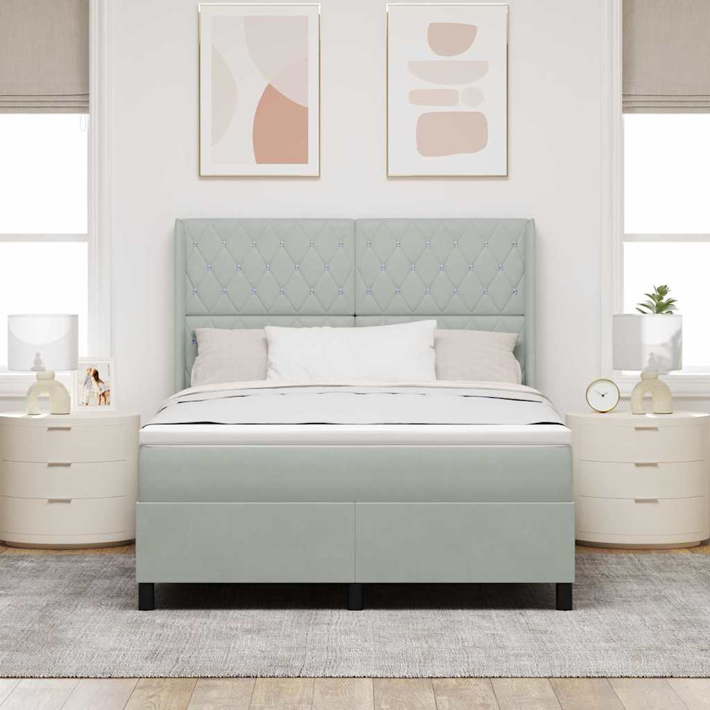 Krevet s opruga kutije Svijetlo siva 140 x 190 cm Baršun