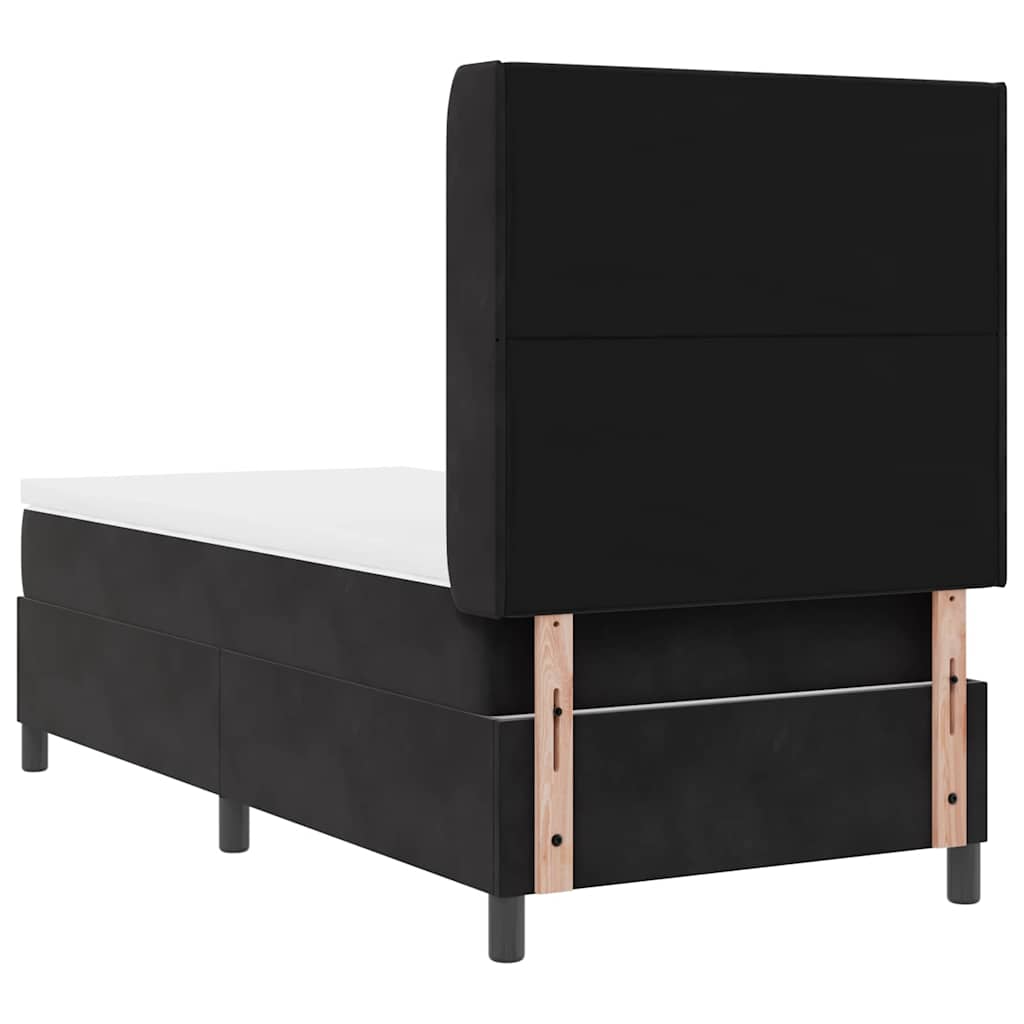 Krevet s opruga kutije s uzglavljem Crna 90 x 200 cm Baršun