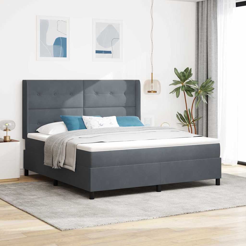 Krevet s opruga kutije Tamno siva 180 x 200 cm Baršun