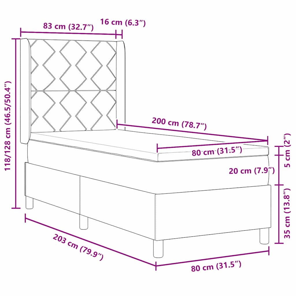 Krevet s opruga kutije s madracem Ružičasta 80 x 200 cm Baršun