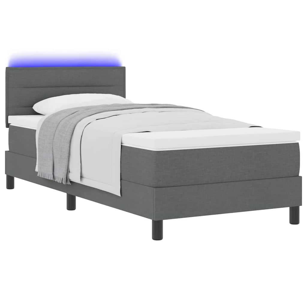 Krevet s opruga kutije Tamno siva 90 x 190 cm tkanina