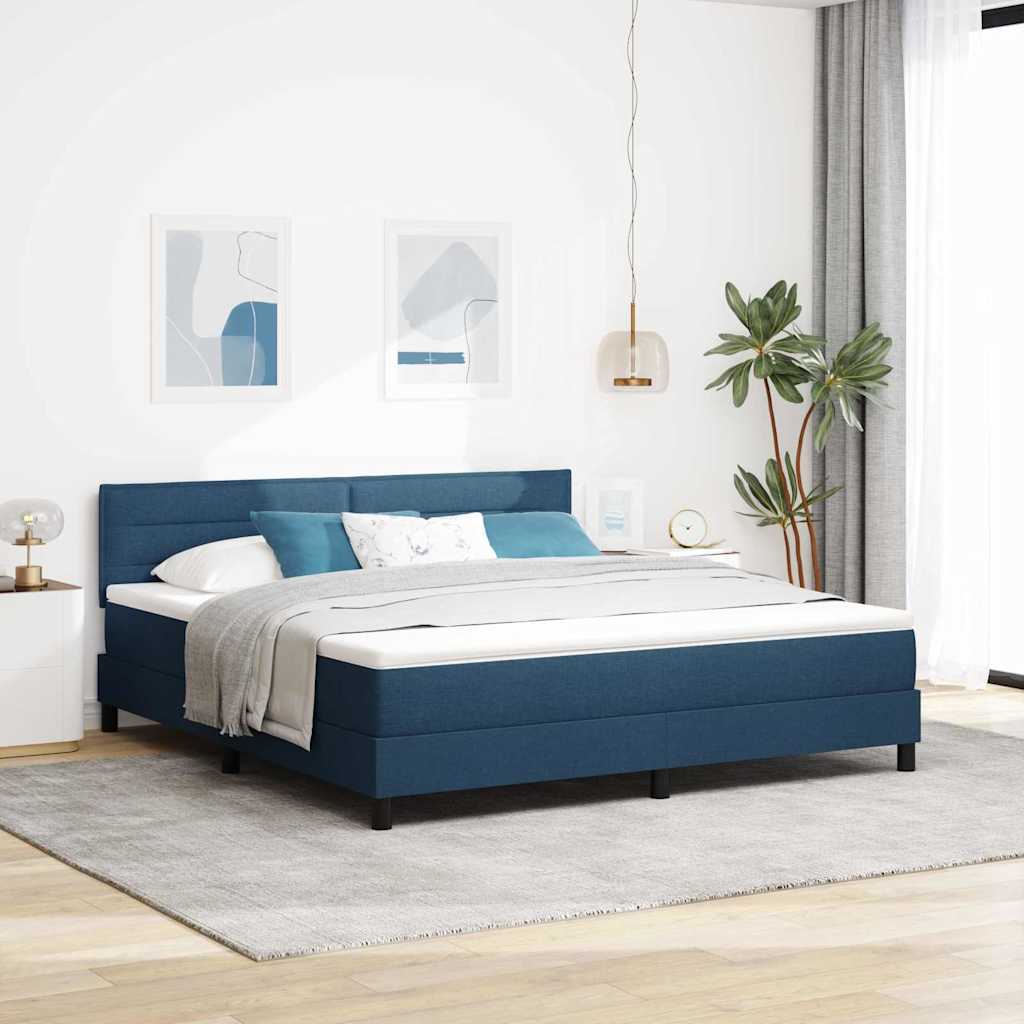 Krevet s opruga kutije s LED trakama Plava 180 x 200 cm tkanina