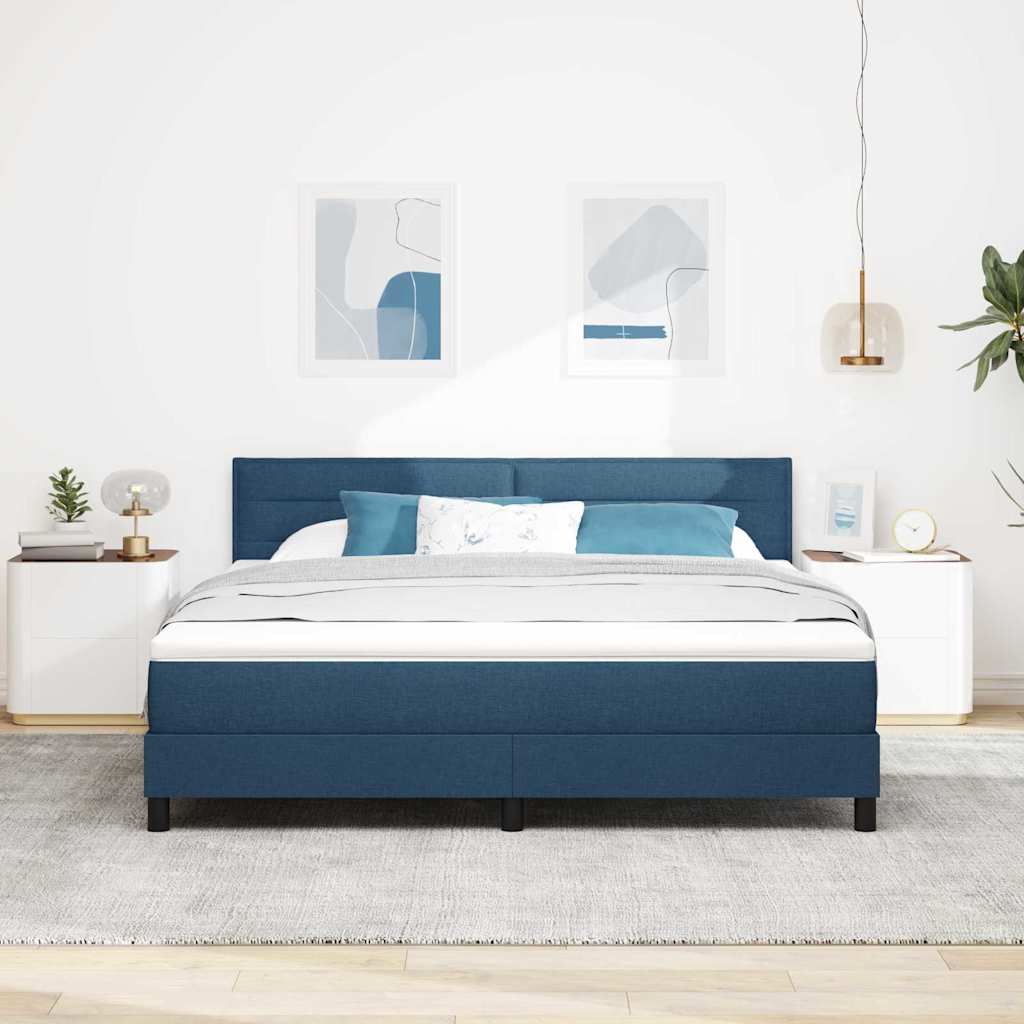 Krevet s opruga kutije s LED trakama Plava 180 x 200 cm tkanina