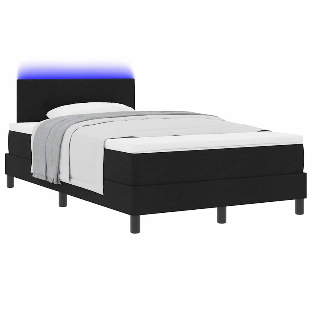 Krevet s opruga kutije s LED trakama Crna 120 x 200 cm tkanina