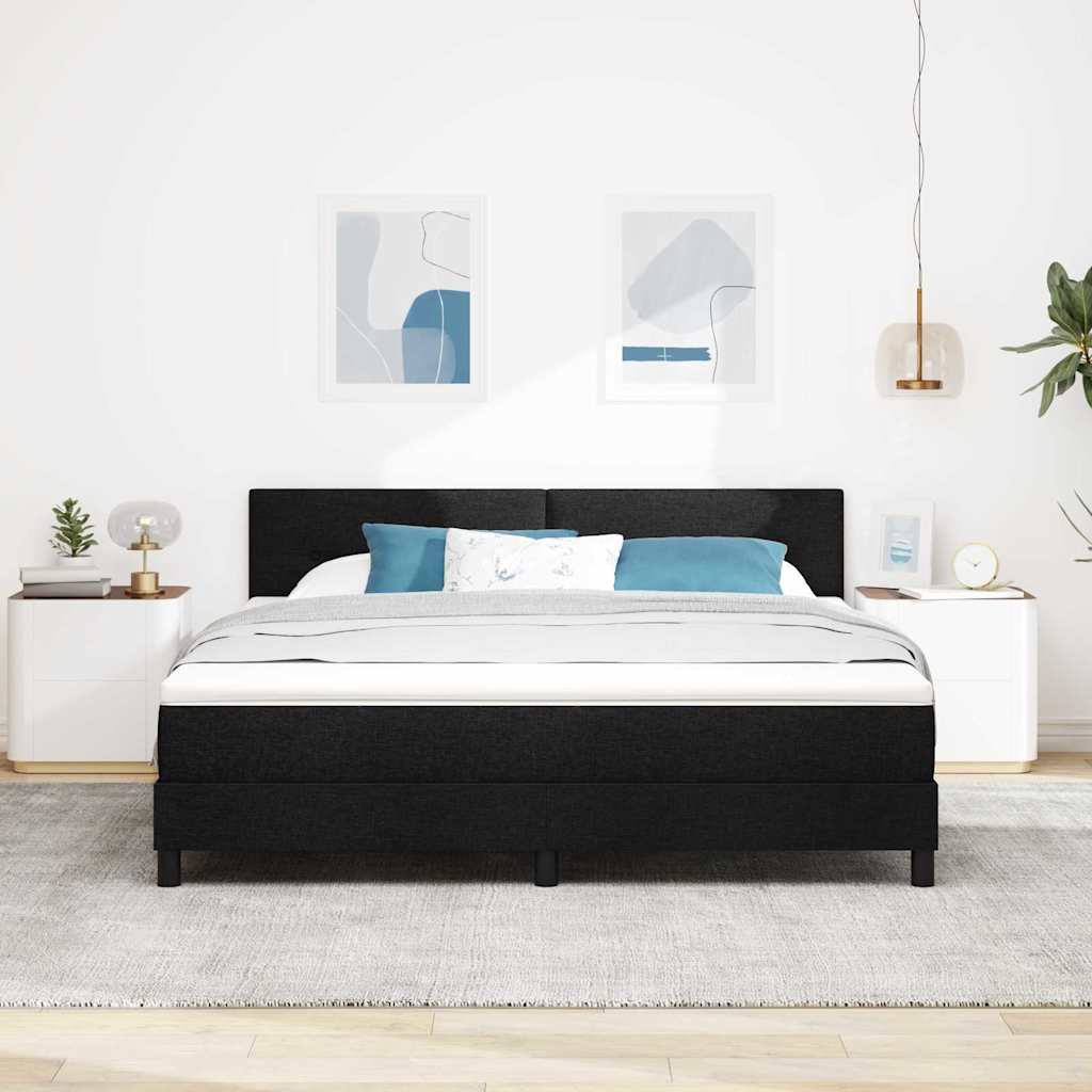 Krevet s opruga kutije s LED trakama Crna 180 x 200 cm tkanina