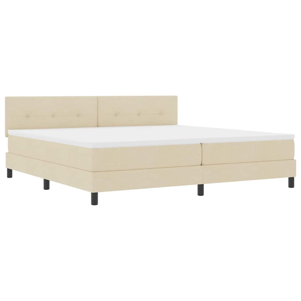 Krevet s opruga kutije s LED trakama Krema 200 x 200 cm tkanina