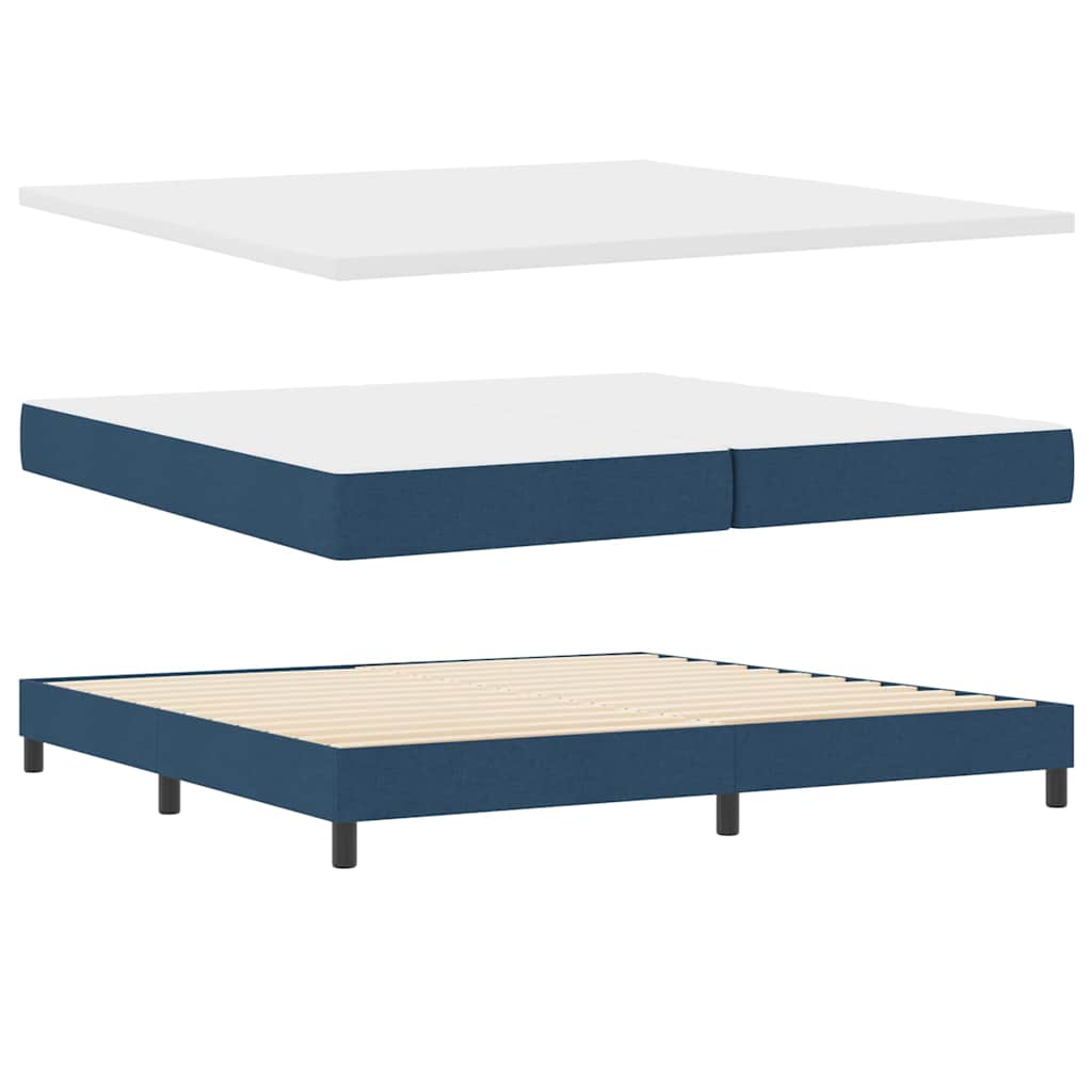 Krevet s opruga kutije s LED trakama Plava 200 x 200 cm tkanina