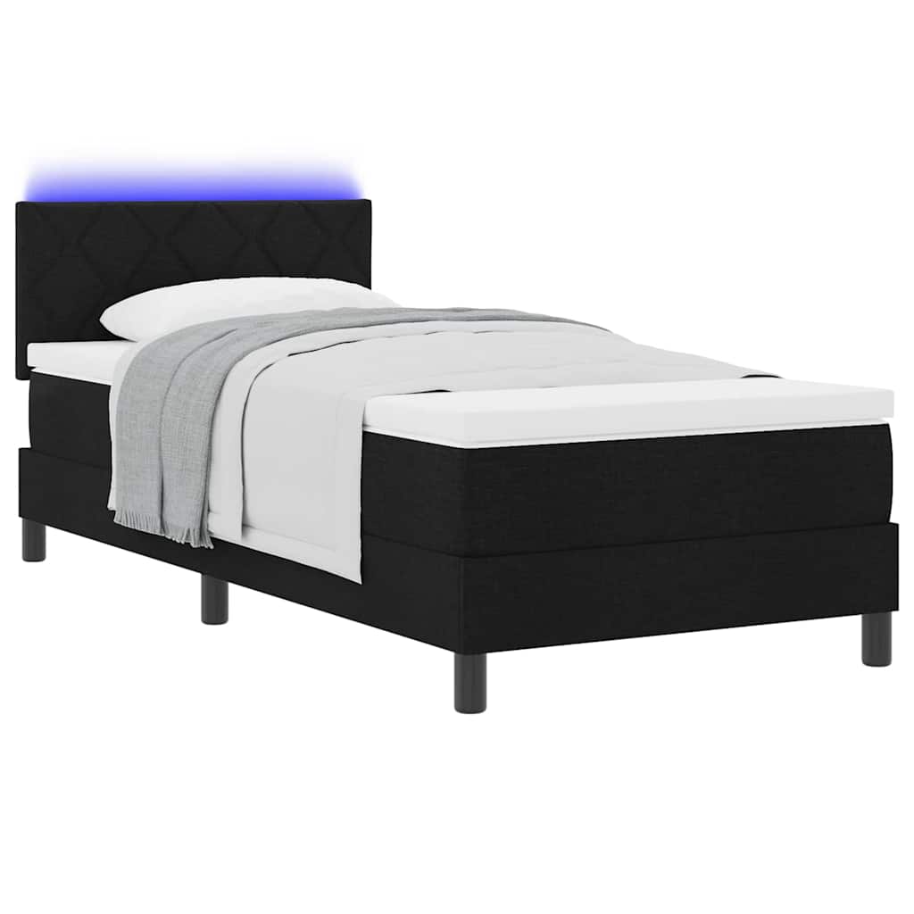 Krevet s opruga kutije s madracem Crna 90 x 190 cm tkanina