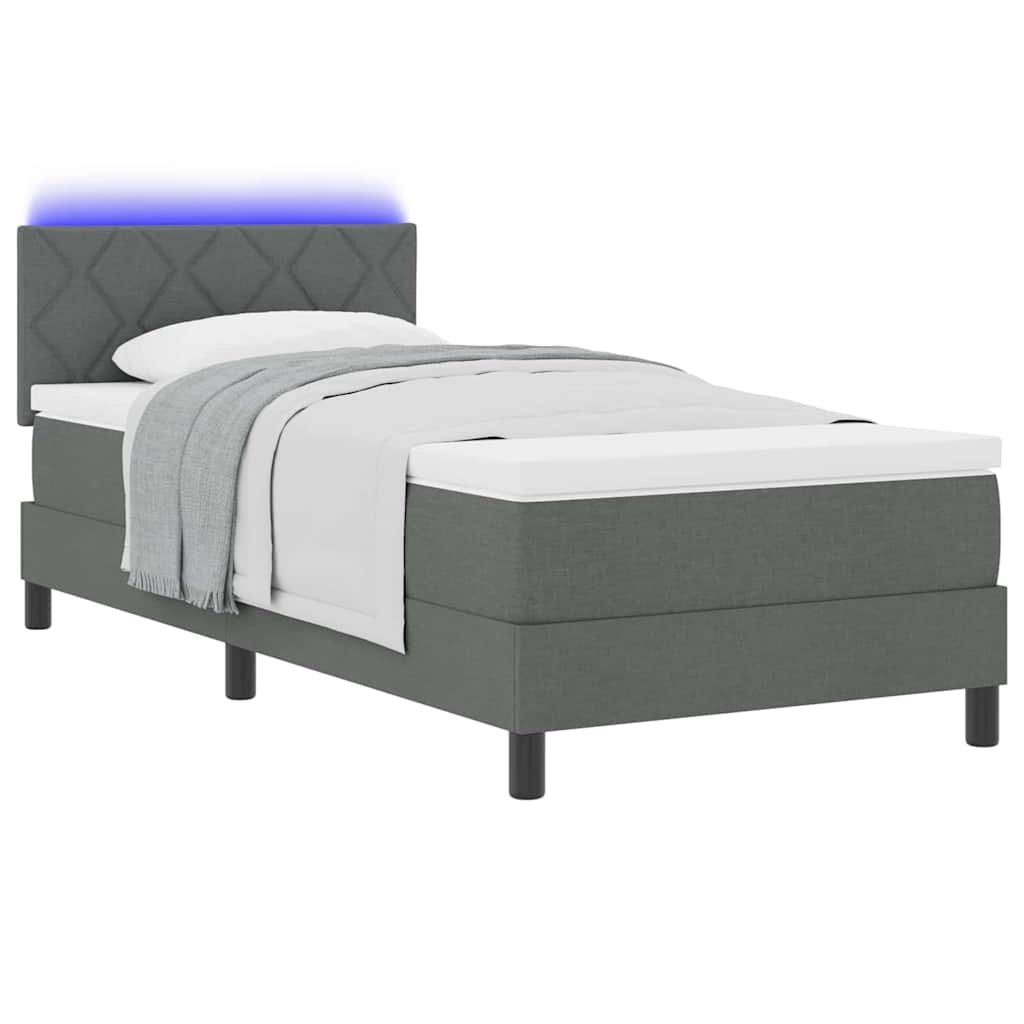 Krevet s opruga kutije Tamno siva 90 x 200 cm tkanina
