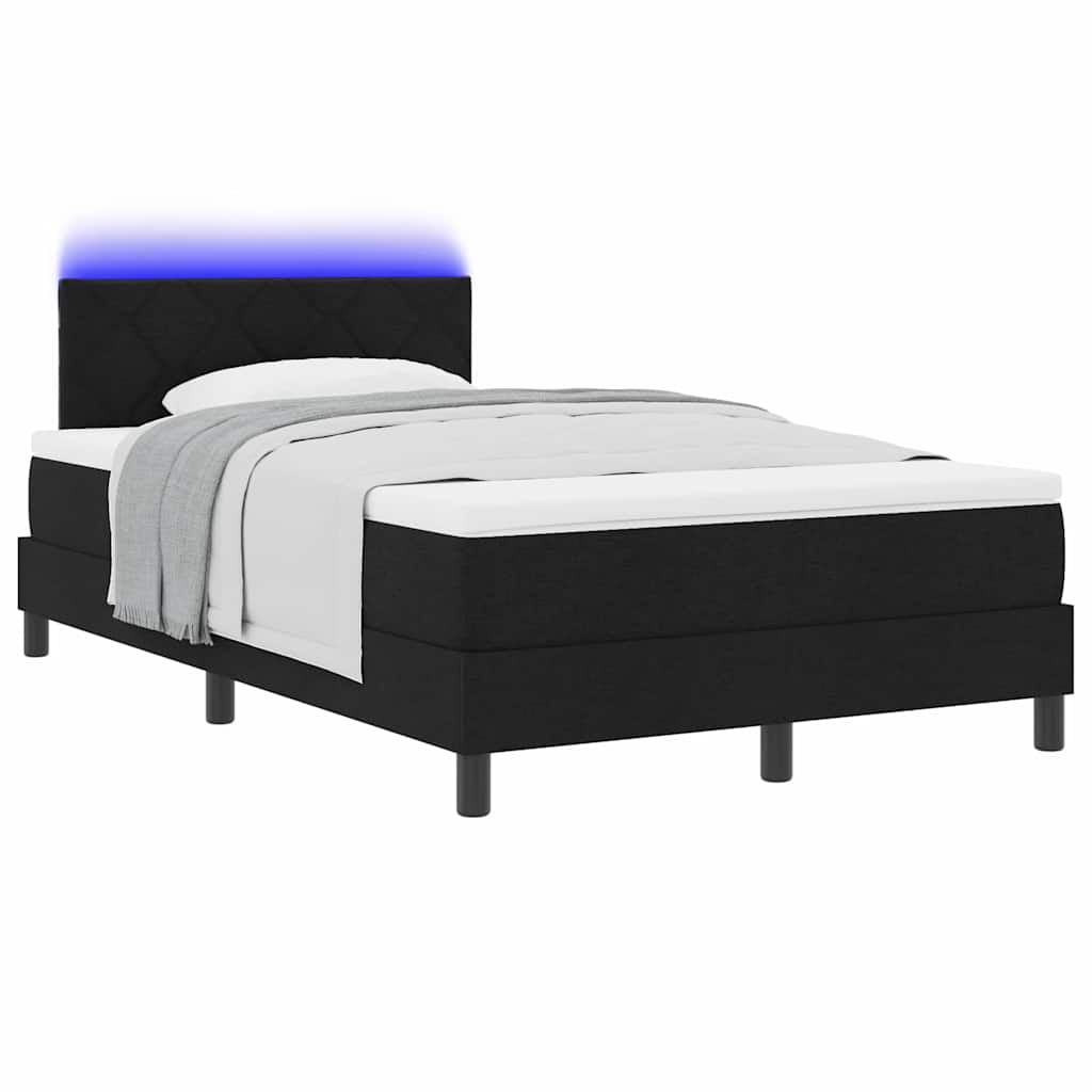 Krevet s opruga kutije s LED trakama Crna 120 x 190 cm tkanina