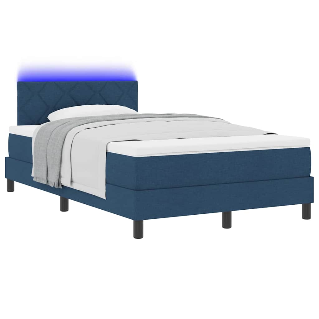 Krevet s opruga kutije s LED trakama Plava 120 x 190 cm tkanina