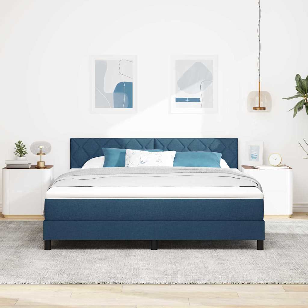 Krevet s opruga kutije s LED trakama Plava 180 x 200 cm tkanina