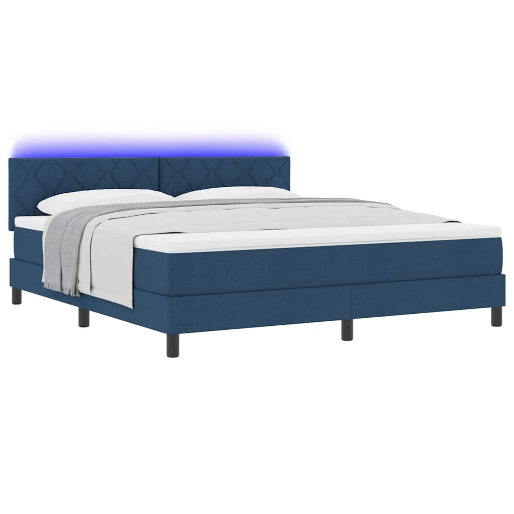 Krevet s opruga kutije s LED trakama Plava 180 x 200 cm tkanina