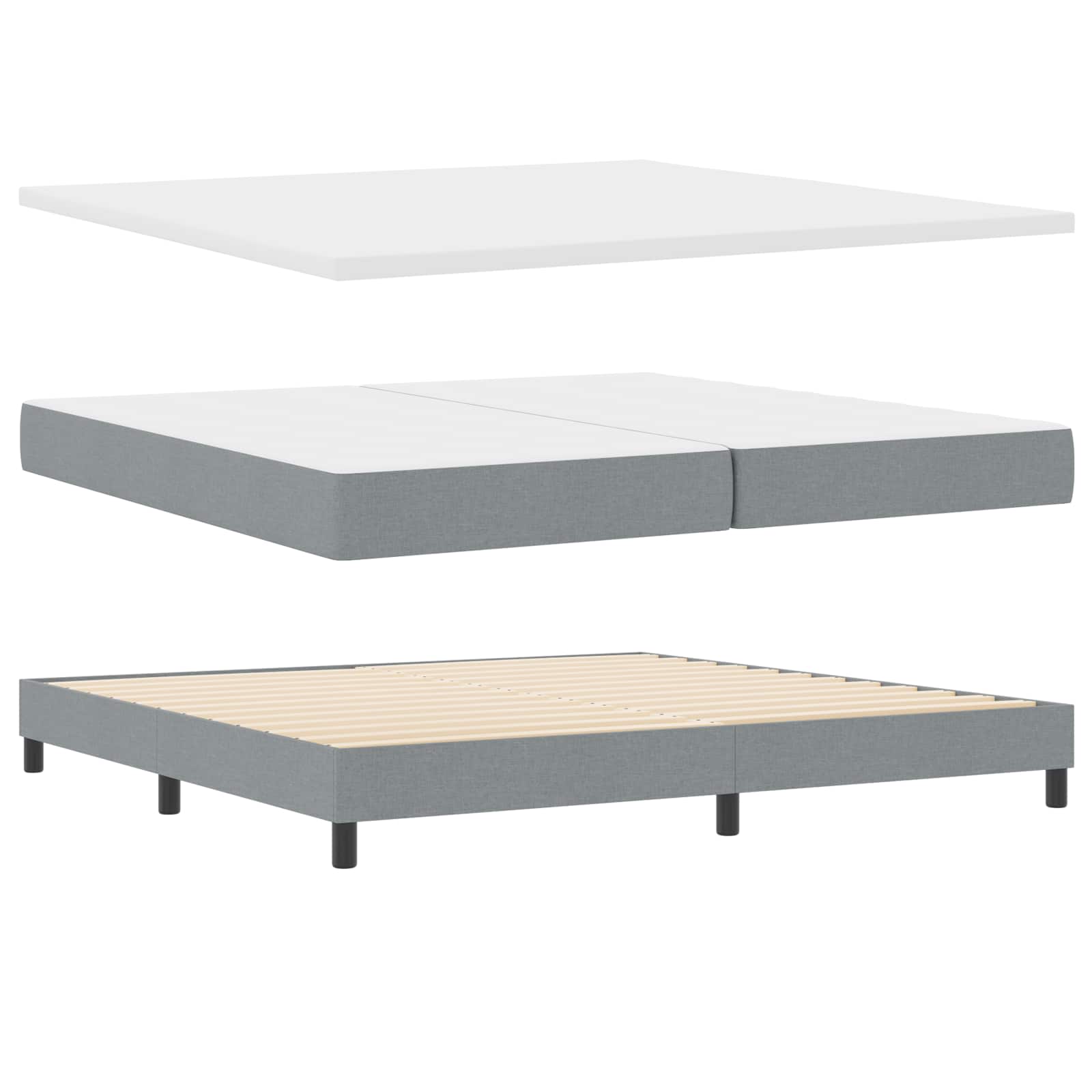 Krevet s opruga kutije Svjetlosiva 200 x 200 cm tkanina