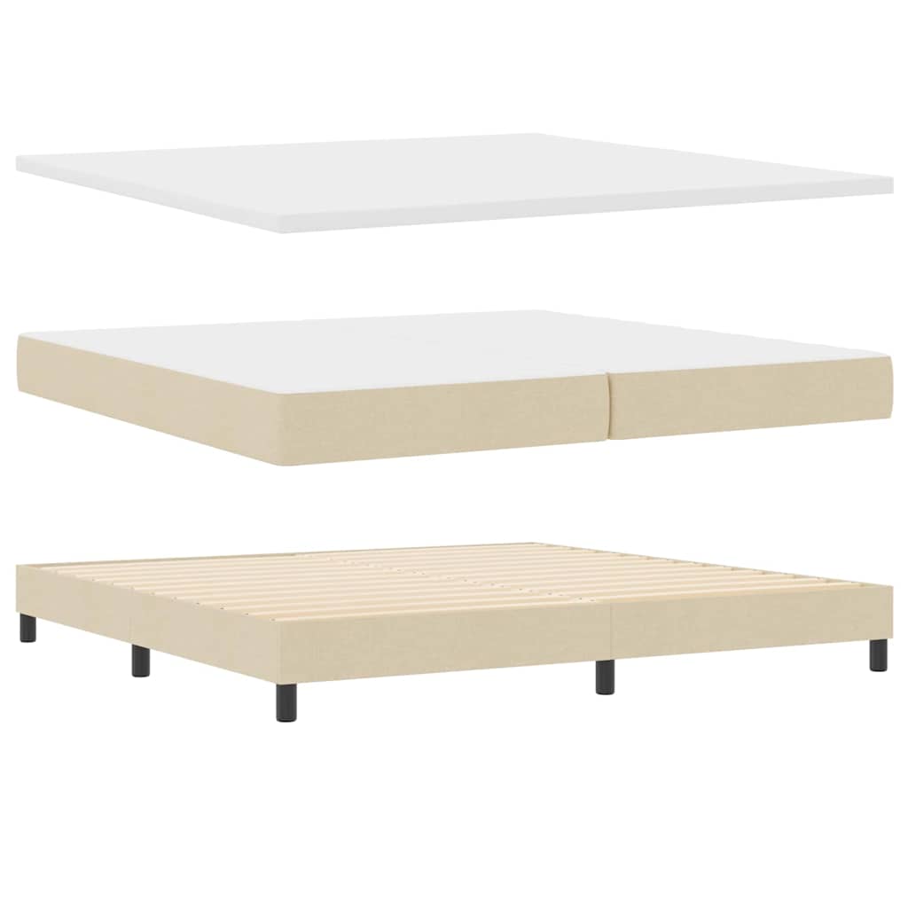 Krevet s opruga kutije s jastukom Krema 200 x 200 cm tkanina