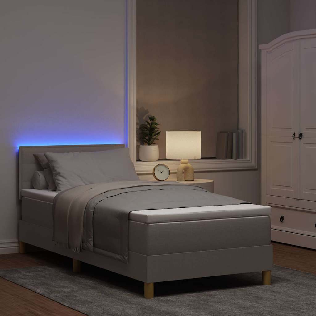 LED Box Spring Krevet Sivo-smeđa 80 x 200 cm tkanina