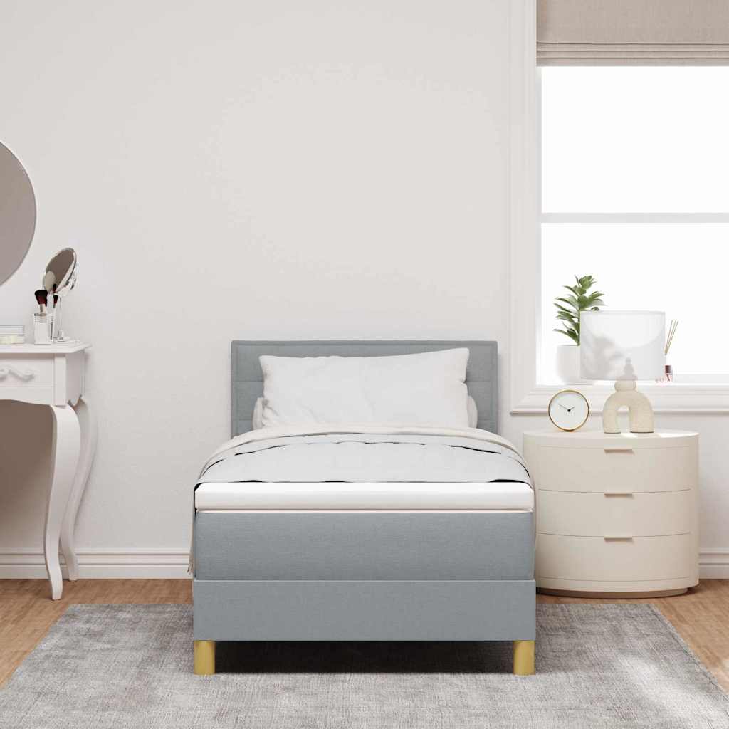 LED Box Spring Krevet Svijetlo siva 90 x 190 cm tkanina