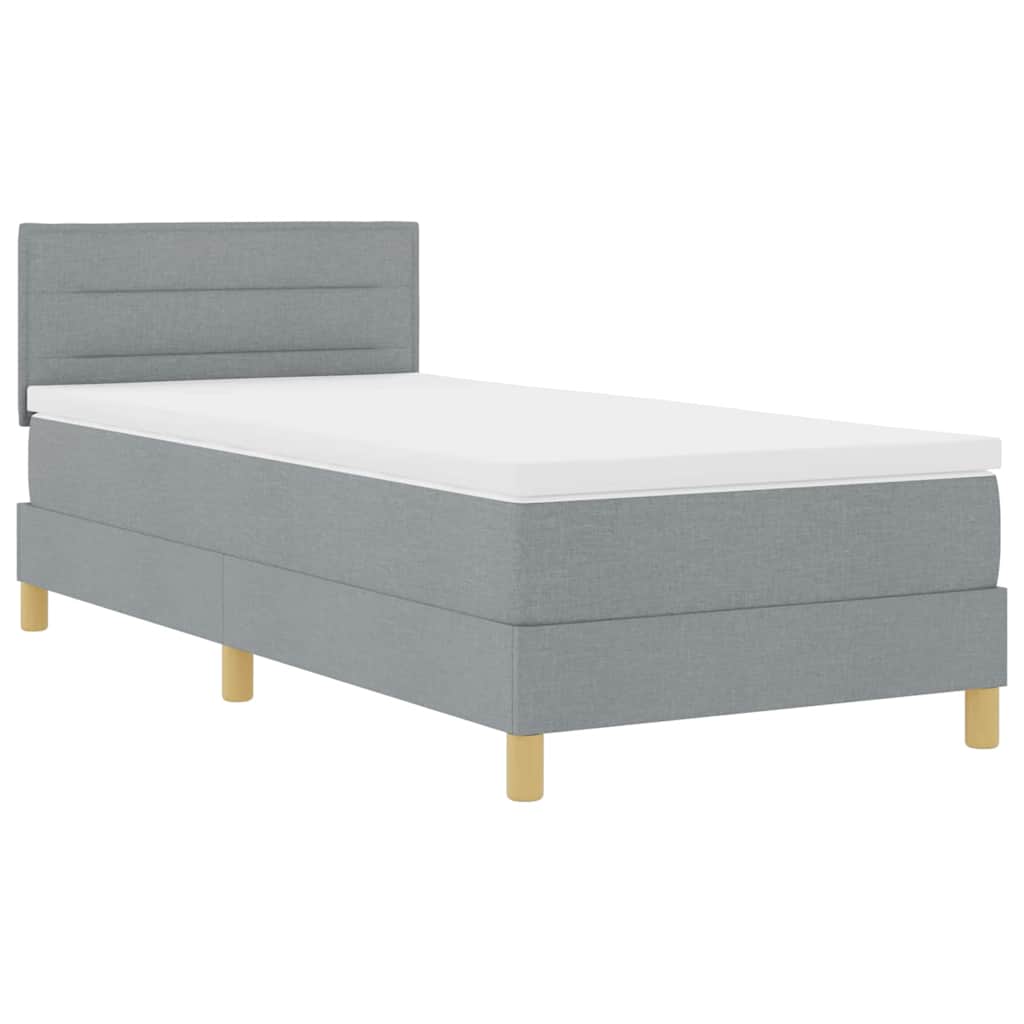 LED Box Spring Krevet Svijetlo siva 90 x 190 cm tkanina