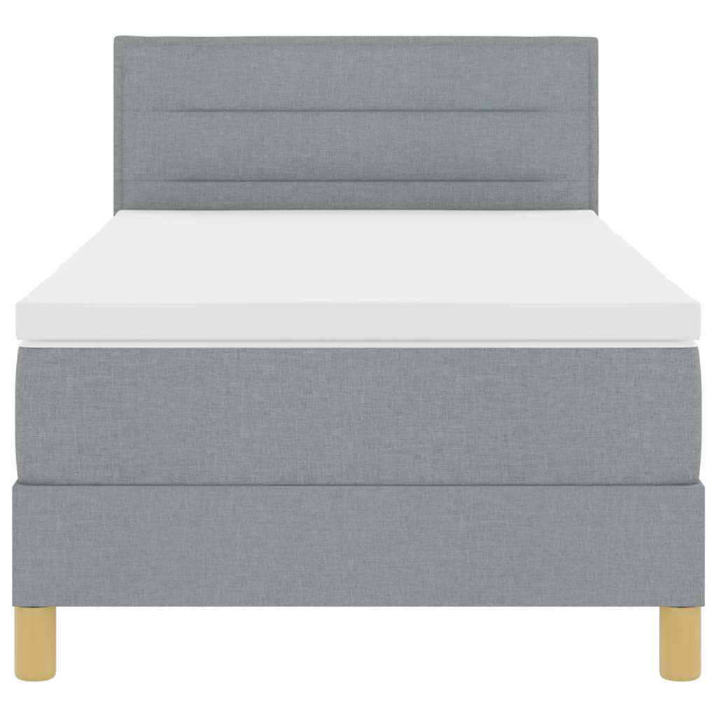 LED Box Spring Krevet Svijetlo siva 90 x 190 cm tkanina