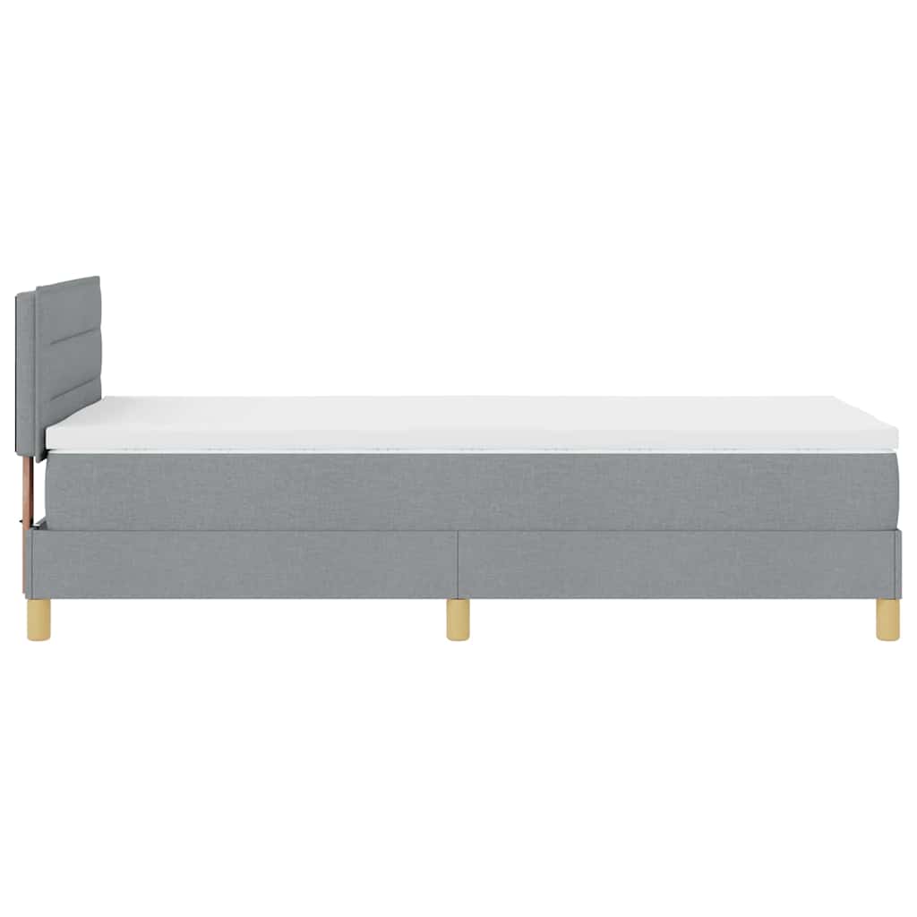 LED Box Spring Krevet Svijetlo siva 90 x 190 cm tkanina