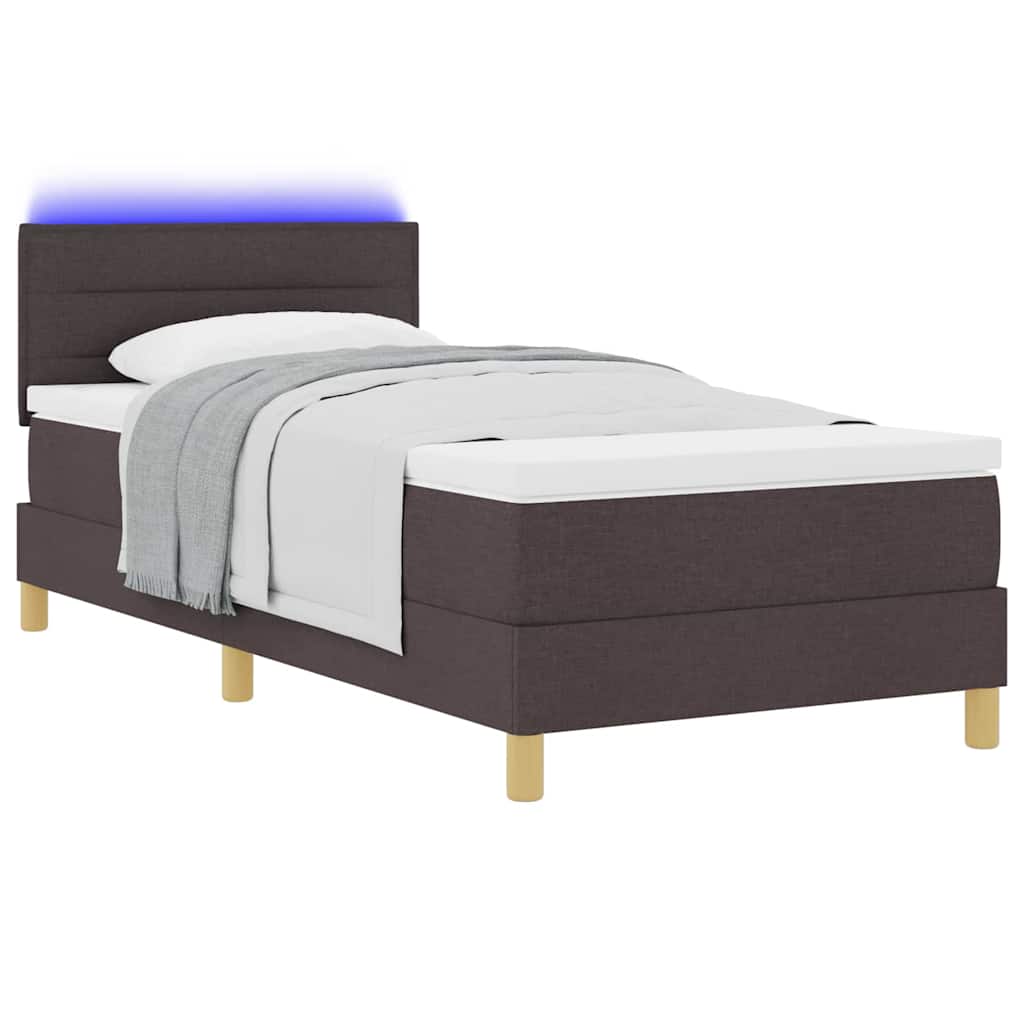 LED Box Spring Krevet Tamno smeđa 90 x 190 cm tkanina