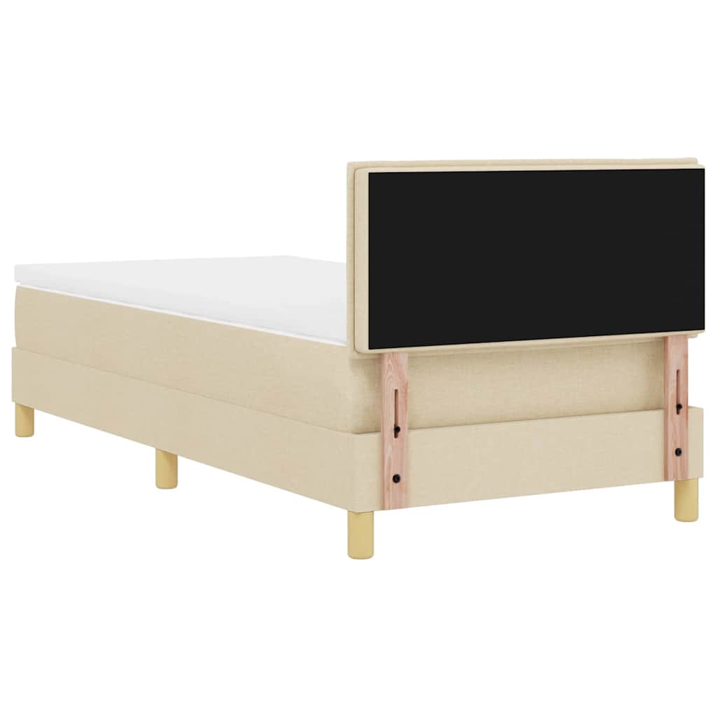LED Box Spring Krevet s LED trakama Krema 90 x 190 cm tkanina