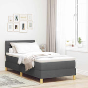 LED Box Spring Krevet Tamno siva 90 x 200 cm tkanina