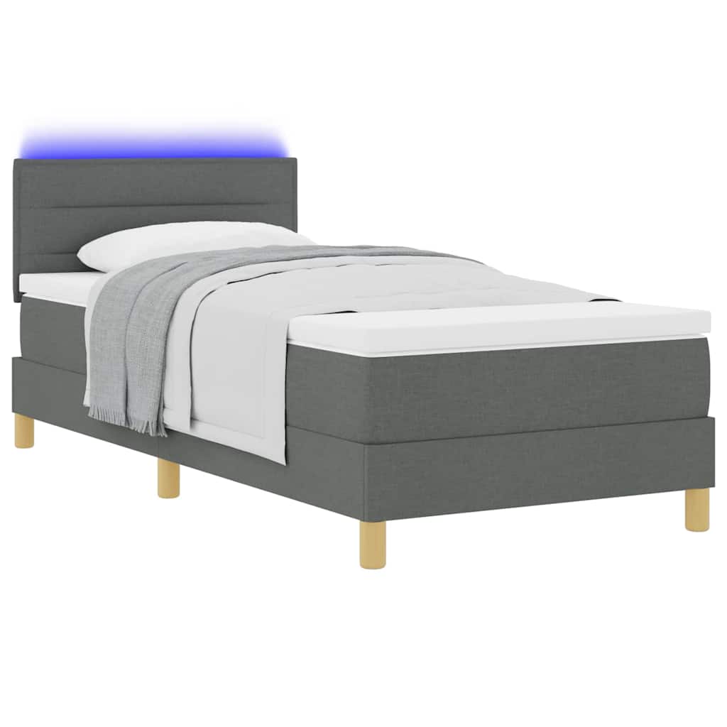 LED Box Spring Krevet Tamno siva 100 x 200 cm tkanina