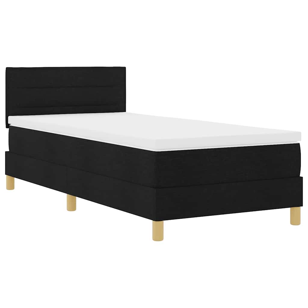 LED Box Spring Krevet s LED trakama Crna 100 x 200 cm tkanina