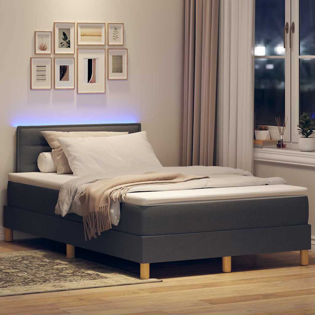 LED Box Spring Krevet Tamno siva 120 x 190 cm tkanina