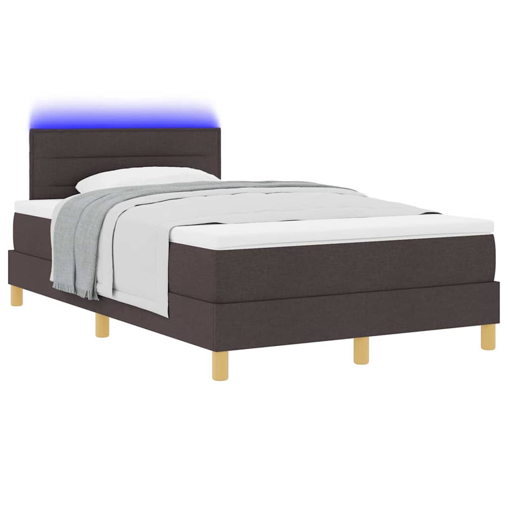 LED Box Spring Krevet Tamno smeđa 120 x 190 cm tkanina