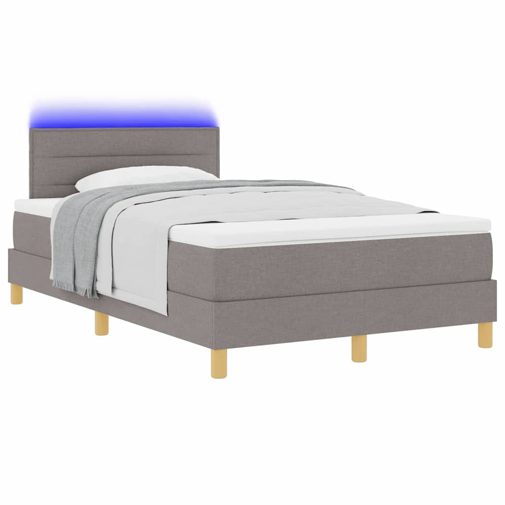LED Box Spring Krevet Sivo-smeđa 120 x 200 cm tkanina