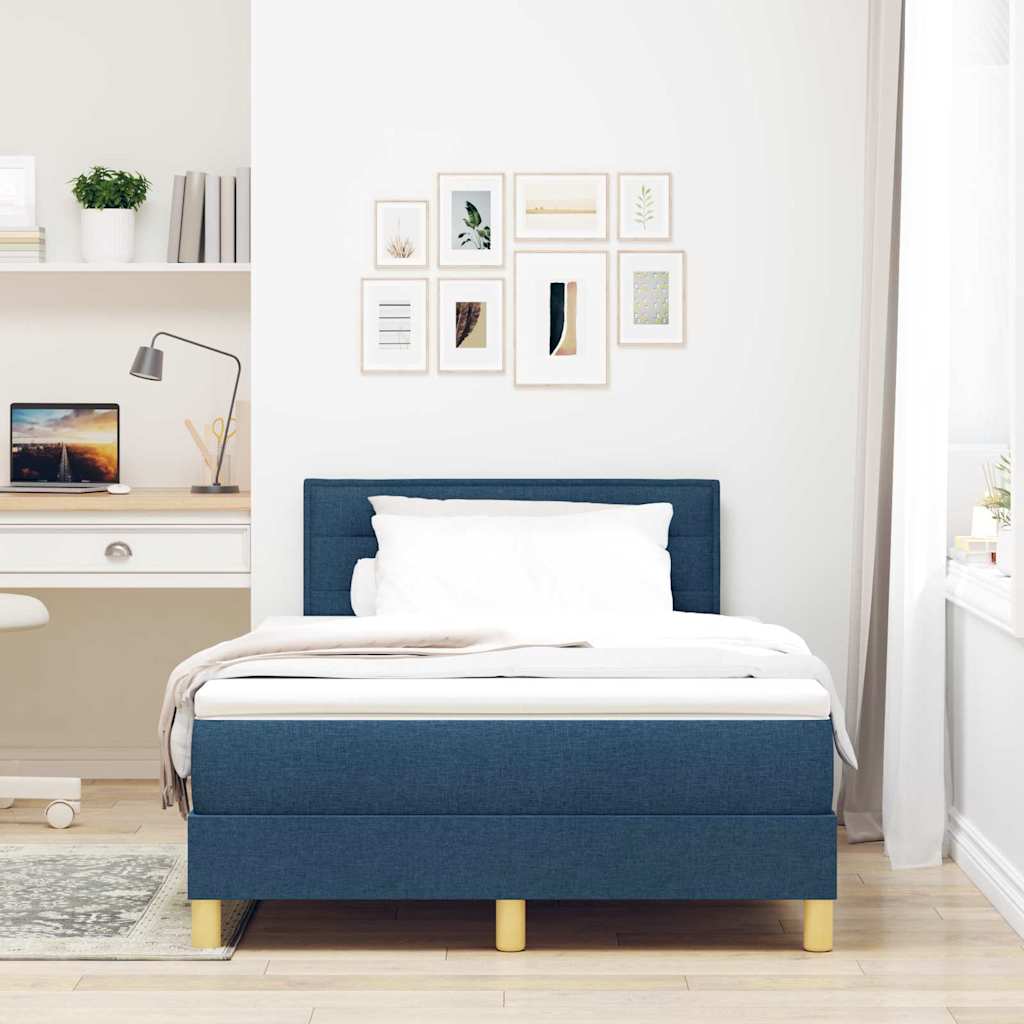 LED Box Spring Krevet s LED trakama Plava 120 x 200 cm tkanina