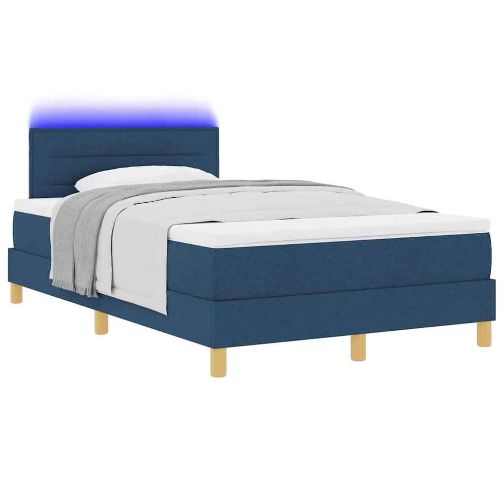 LED Box Spring Krevet s LED trakama Plava 120 x 200 cm tkanina