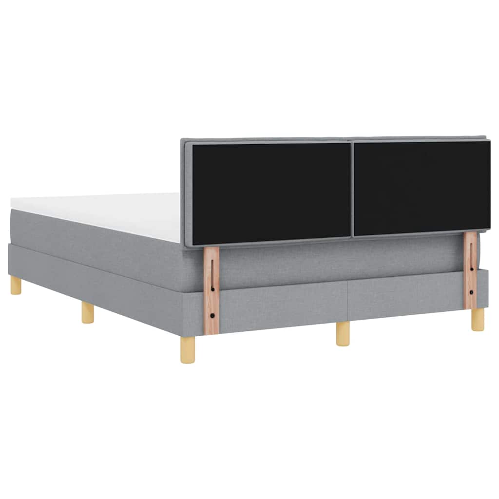 LED Box Spring Krevet Svijetlo siva 140 x 190 cm tkanina
