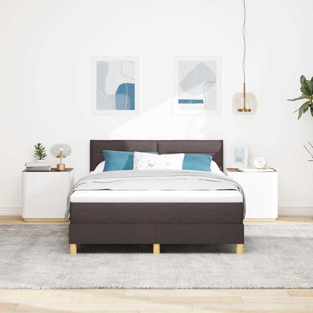 LED Box Spring Krevet Tamno smeđa 140 x 200 cm tkanina