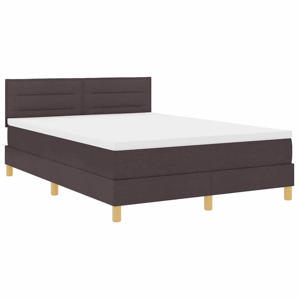 LED Box Spring Krevet Tamno smeđa 140 x 200 cm tkanina