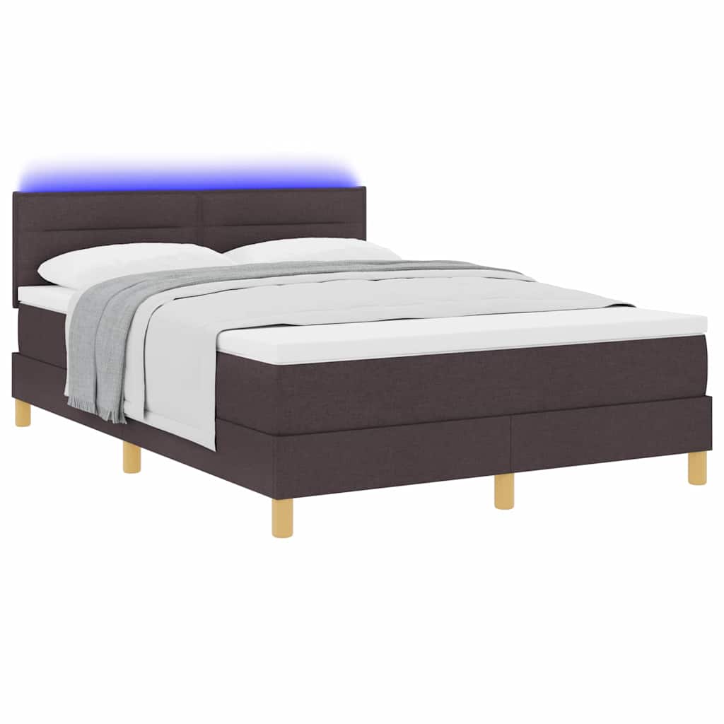 LED Box Spring Krevet Tamno smeđa 140 x 200 cm tkanina
