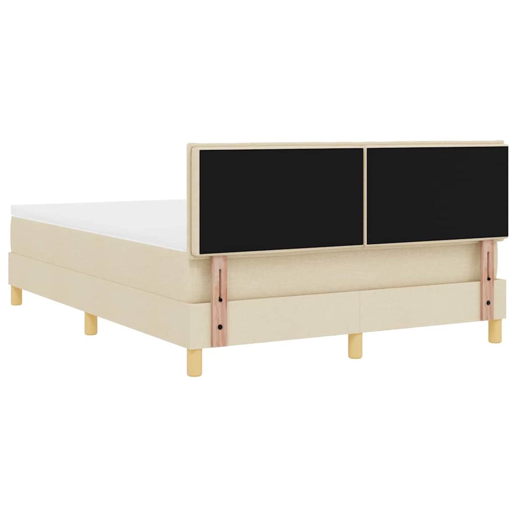 LED Box Spring Krevet s LED trakama Krema 140 x 200 cm tkanina