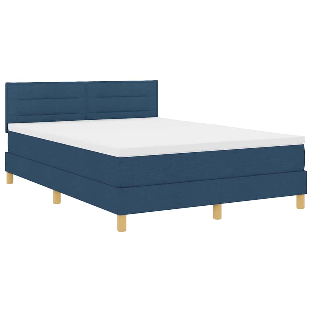 LED Box Spring Krevet s jastukom Plava 140 x 200 cm tkanina